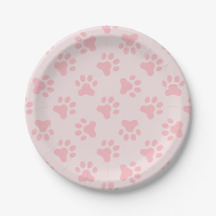 Pink Puppy birthday party plates paw prints