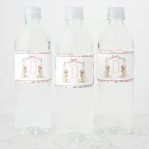 Pink Puppy Dog Baby Shower Water Bottle Labels