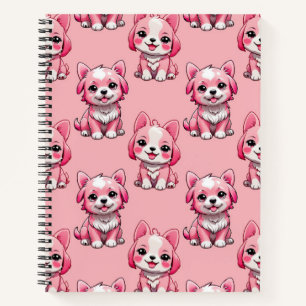 Pink Puppy Dog Pattern Design - Pink Notebook