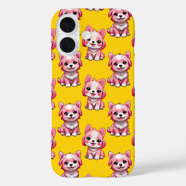 Pink Puppy Dog Pattern Design - Yellow  Case-Mate iPhone Case (Back)