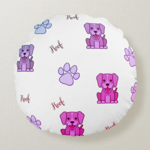 Pink Puppy Dog & Paws Throw Pillow