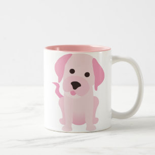 Pink Puppy Dog Two-Tone Coffee Mug