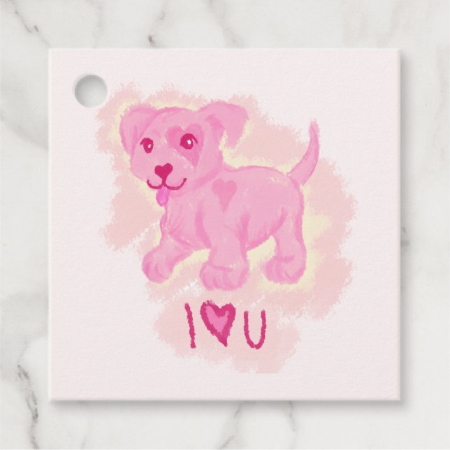 Pink Puppy Favour Tags (Front)