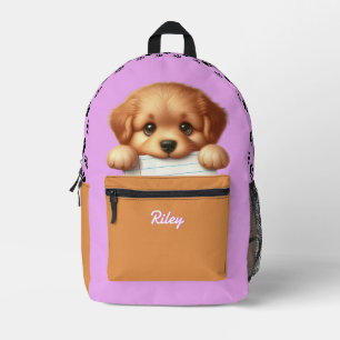 Pink Puppy Homework Eater Printed Backpack