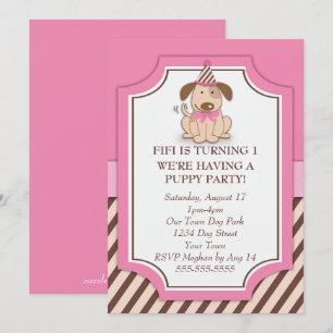 Pink Puppy Party Invitation