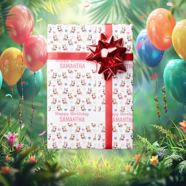 Pink Puppy Pattern birthday  Wrapping Paper (If you’re not using dog-themed wrapping paper for your pet’s big day, are you even doing it right?)