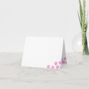 Pink Puppy Paw Prints Blank Note Card