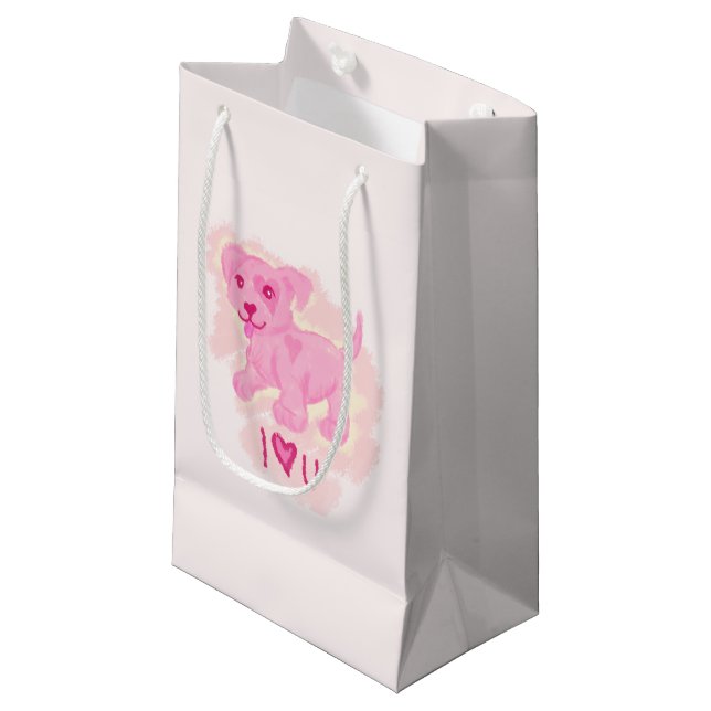 Pink Puppy Small Gift Bag (Front Angled)