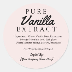 Pink Pure Vanilla Extract Ingredients Crafted Classic Round Sticker