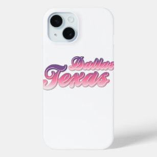 Pink purple 3d typography Dallas Texas logo design iPhone 15 Case