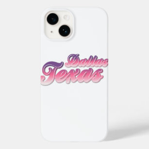 Pink purple 3d typography Dallas Texas logo design Case-Mate iPhone 14 Case