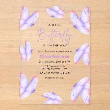 Pink Purple A Little Butterfly Baby Shower