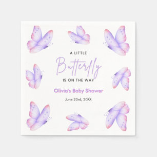 Pink Purple A Little Butterfly Baby Shower Napkin