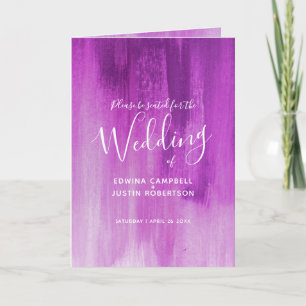 Pink purple abstract art wedding programs programme