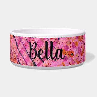 Pink Purple Abstract Painting Ceramic Pet Bowl
