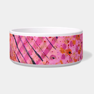 Pink Purple Abstract Painting Ceramic Pet Bowl