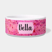 Pink Purple Abstract Personalised Ceramic Pet Bowl