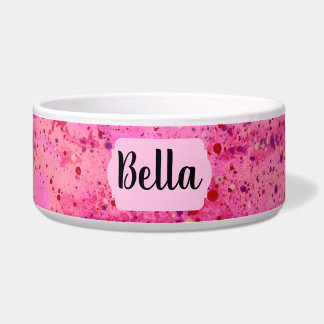 Pink Purple Abstract Personalised Ceramic Pet Bowl