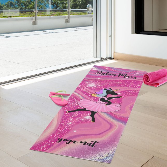 Pink purple agate with ballerina unicorn yoga mat (relax on your own magical yoga mat
)