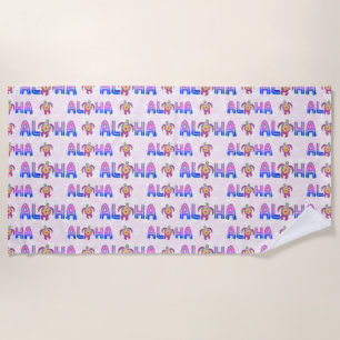 Pink Purple Aloha Hawaiian Tropical Turtle Beach Towel
