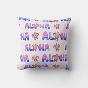 Pink Purple Aloha Hawaiian Tropical Turtle Cushion