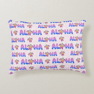 Pink Purple Aloha Hawaiian Tropical Turtle Decorative Cushion