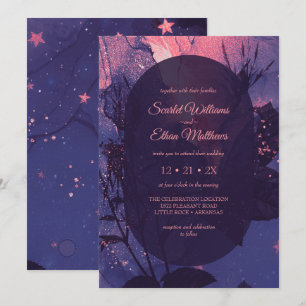 Pink Purple Alternative Gothic Luxury Wedding Invitation