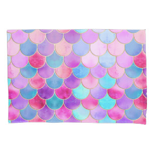 Pink, Purple and Aqua Mermaid Scale Pattern Pillowcase