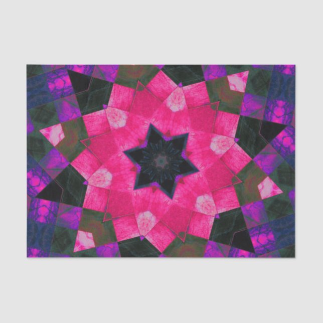 Pink Purple and Black Kaleidoscope Tissue Paper (Front)