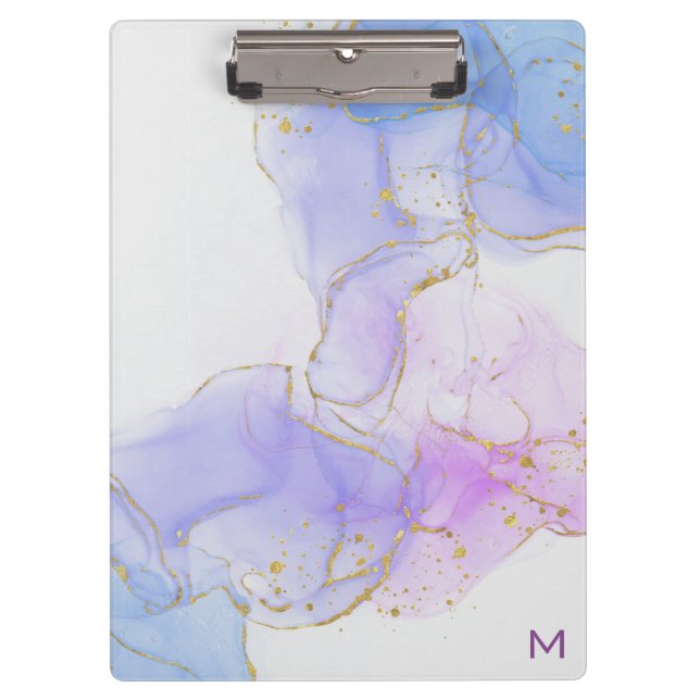 Pink, Purple and Blue Alcohol Ink Clipboard (Front)