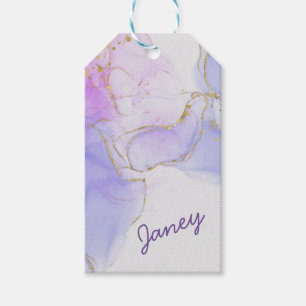 Pink, Purple and Blue Alcohol Ink Gift Tags