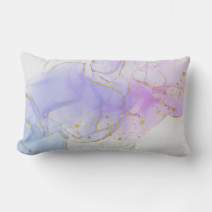 Pink, Purple and Blue Alcohol Ink Lumbar Cushion