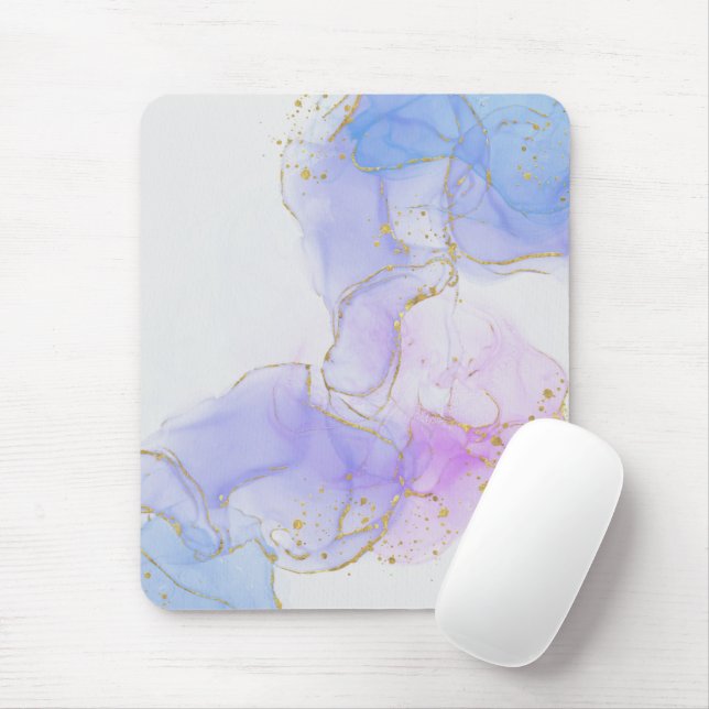 Pink, Purple and Blue Alcohol Ink Mouse Mat (With Mouse)