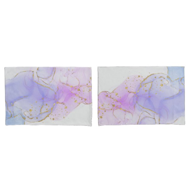 Pink, Purple and Blue Alcohol Ink Pillowcase (Front-Set)