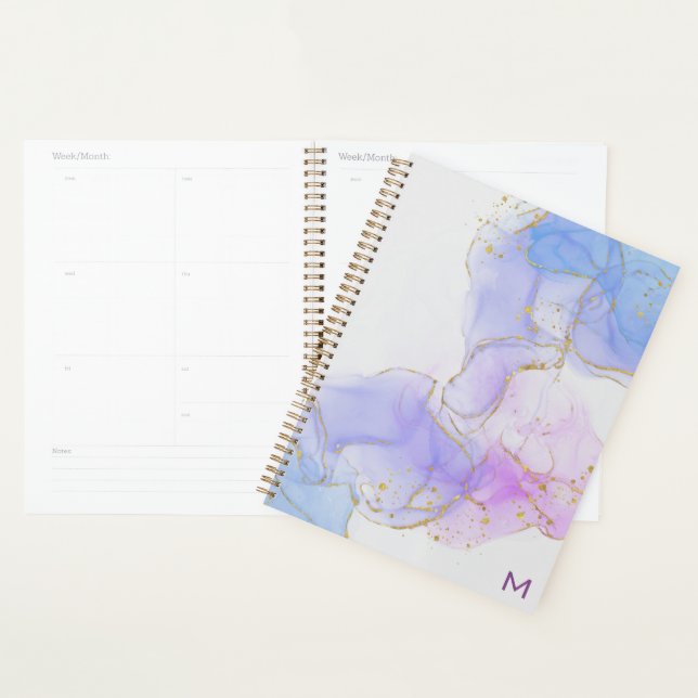 Pink, Purple and Blue Alcohol Ink Planner (Display)
