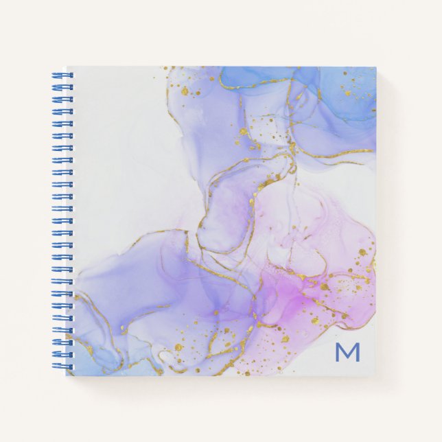 Pink, Purple and Blue Alcohol Ink Planner Notebook (Front)