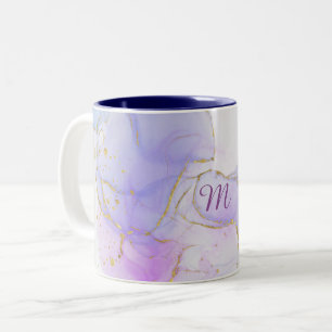 Pink, Purple and Blue Alcohol Ink Two-Tone Coffee Mug