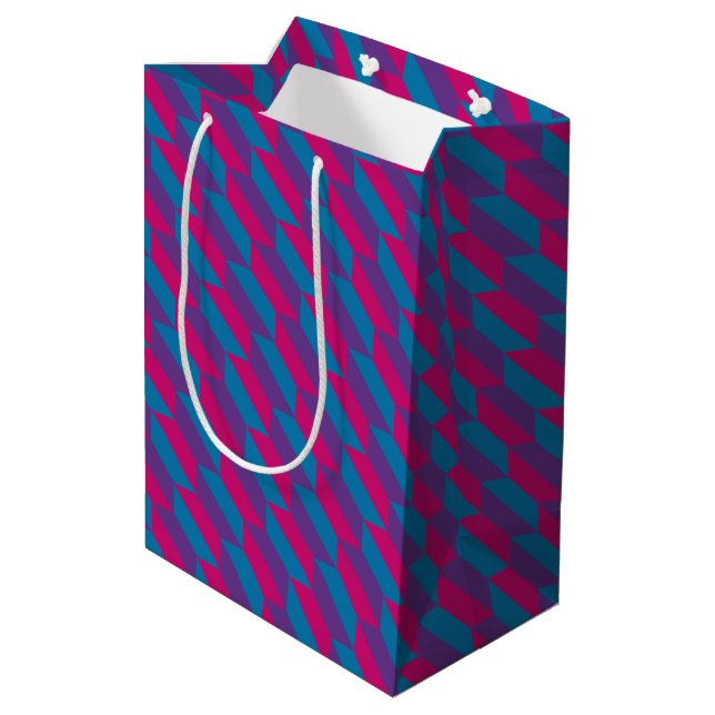Pink, Purple and Blue Geometric Quadrilaterals Medium Gift Bag (Back Angled)