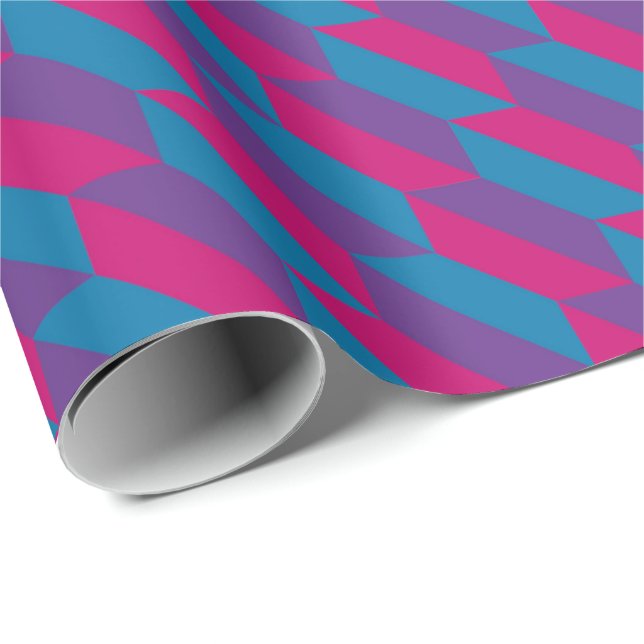 Pink, Purple and Blue Geometric Quadrilaterals Wrapping Paper (Roll Corner)