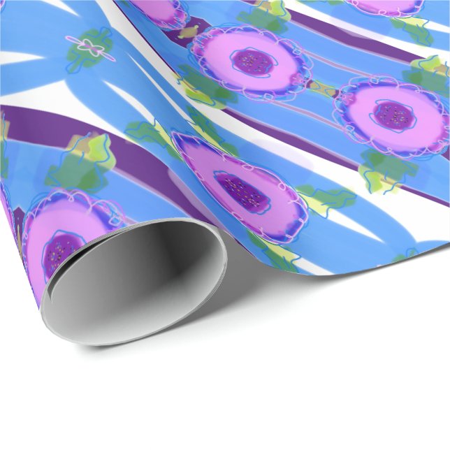 Pink Purple and Blue Patterned Gift Wrap (Roll Corner)
