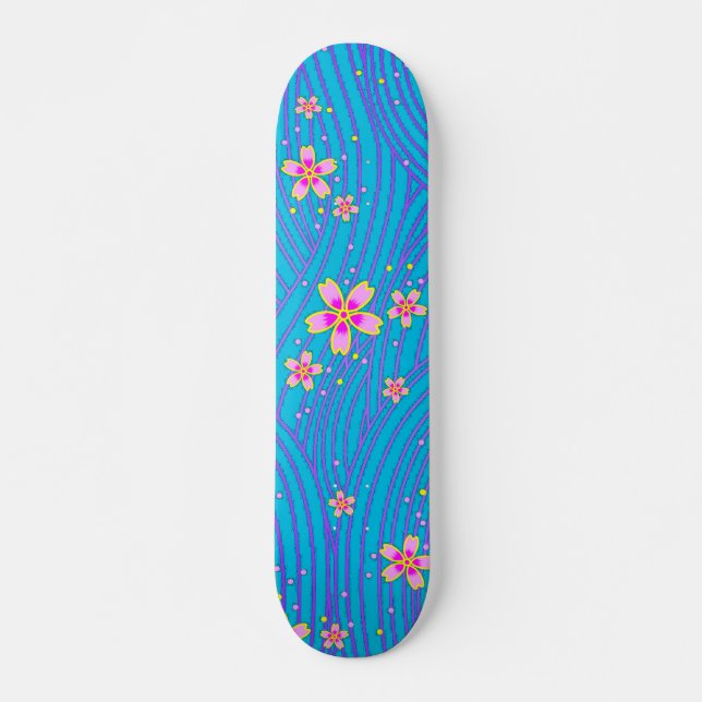 pink purple and blue skateboard (Front)