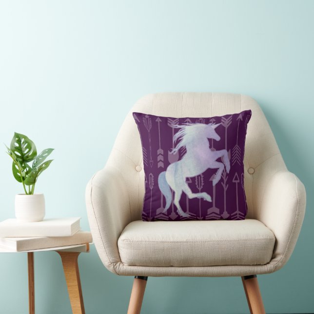 Pink Purple and Blue Unicorn & Arrow Pattern Cushion (Chair)