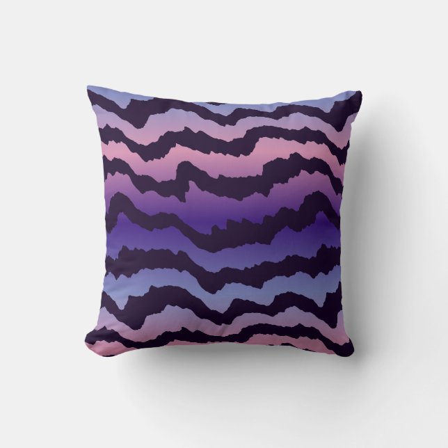 pink purple and blue zebra stripes cushion (Front)