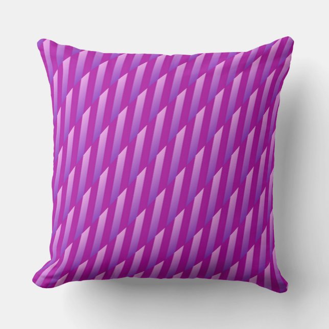Pink Purple and Fuchsia Abstract Stripes Cushion (Front)