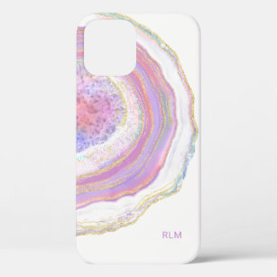 Pink Purple and Gold Marble Geode with Monogram Case-Mate iPhone Case