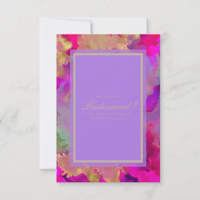 Pink, purple and gold marble RSVP card (Front)