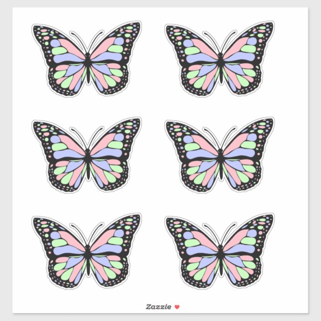 Pink, Purple, and Green Butterfly (Sheet)