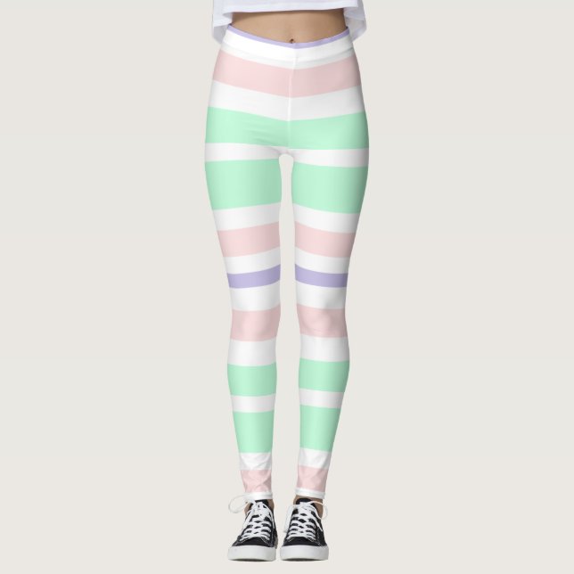 Pink, Purple and Green Striped Leggings (Front)