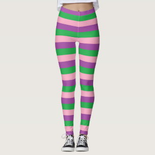Pink, Purple and Green Stripes Leggings