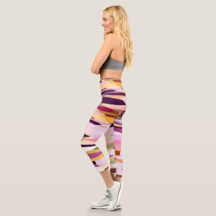 Pink, Purple and Orange abstract Capri Leggings